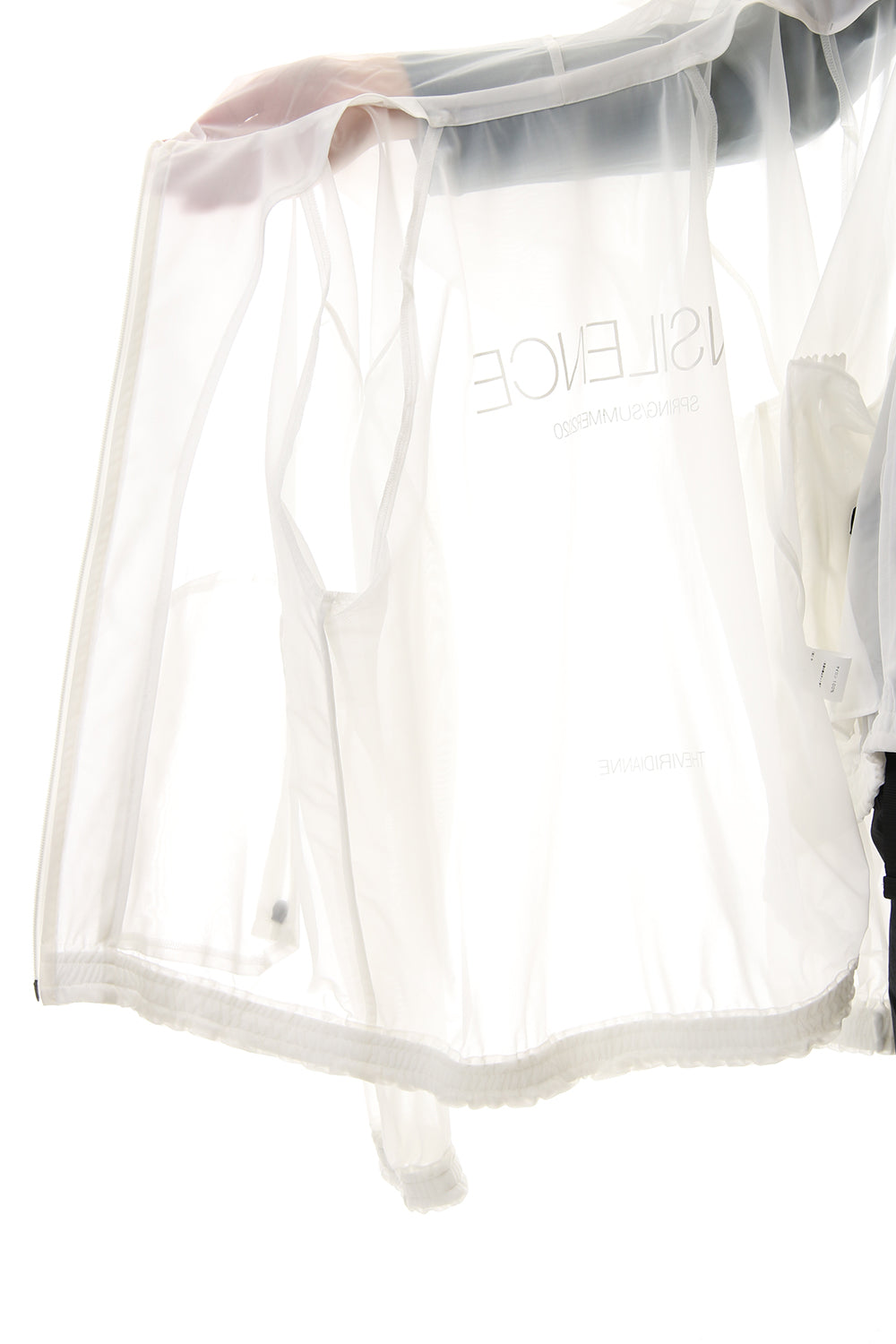 See throug Back print Hooded blouson White