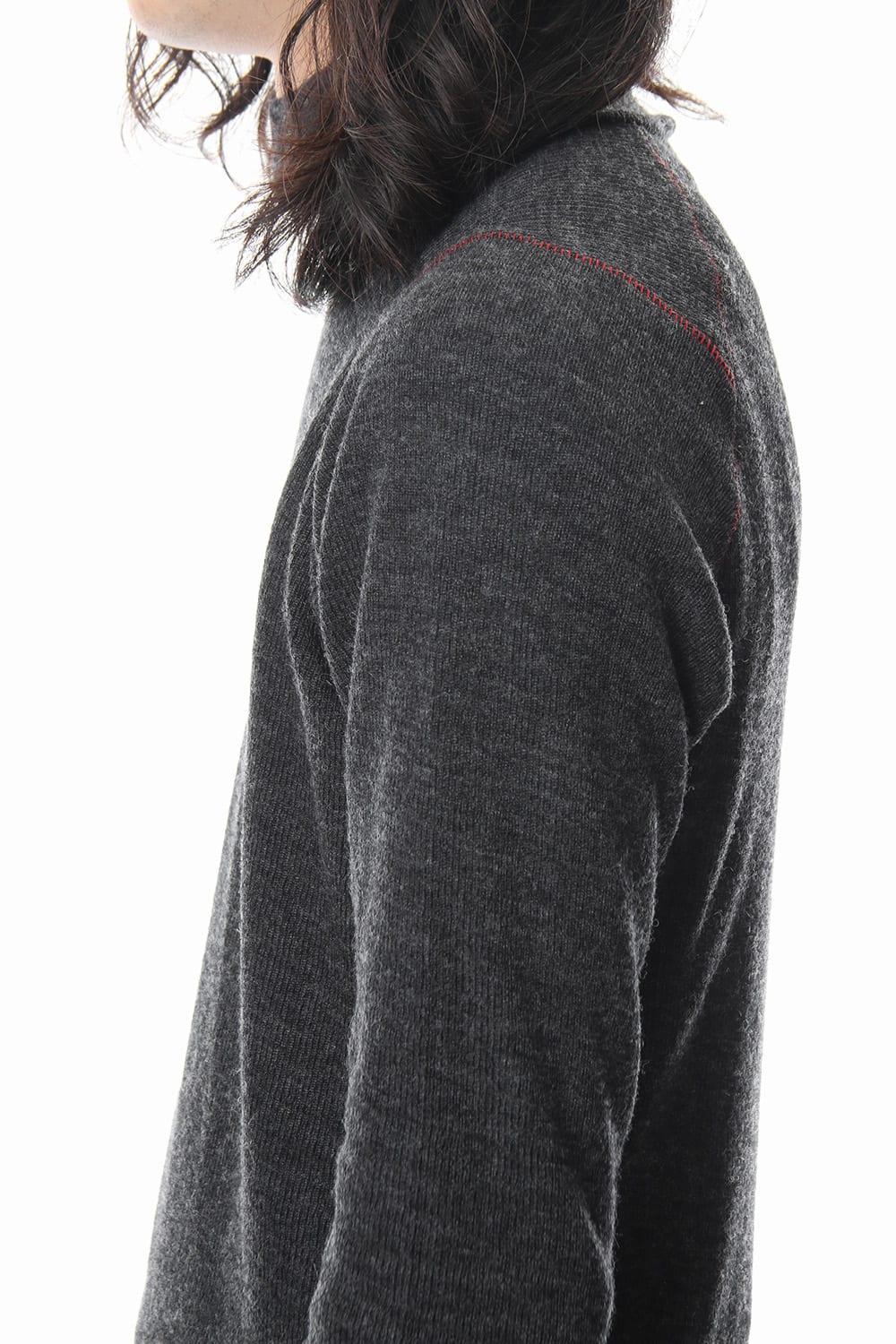 Rib knitting asymmetry turtleneck