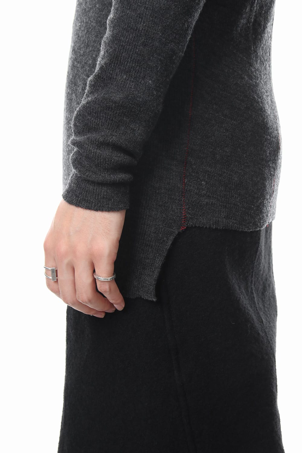 Rib knitting asymmetry turtleneck