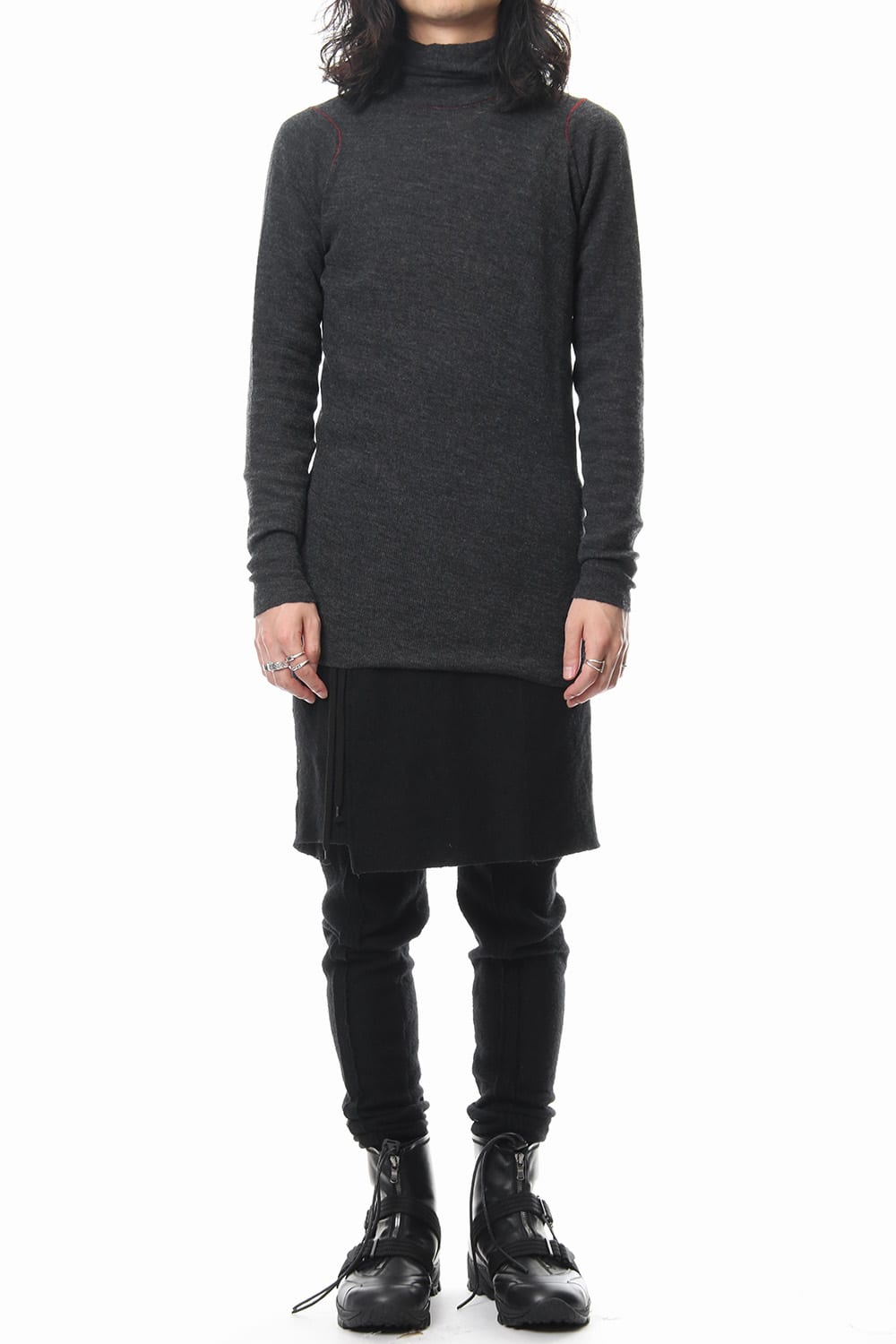 Rib knitting asymmetry turtleneck