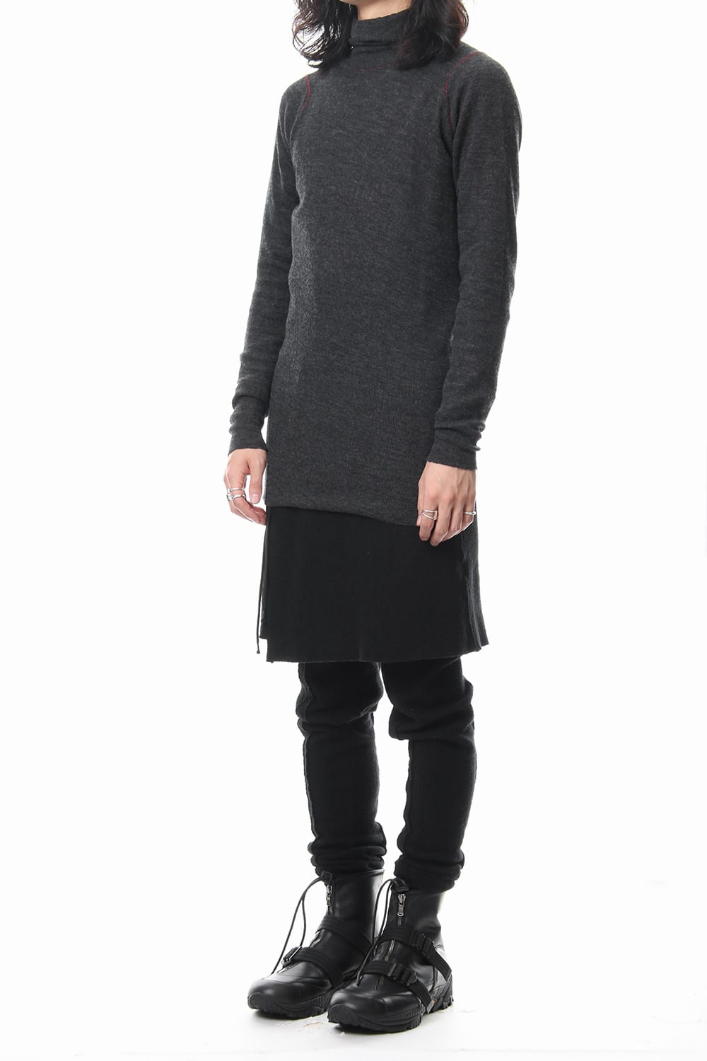 Rib knitting asymmetry turtleneck