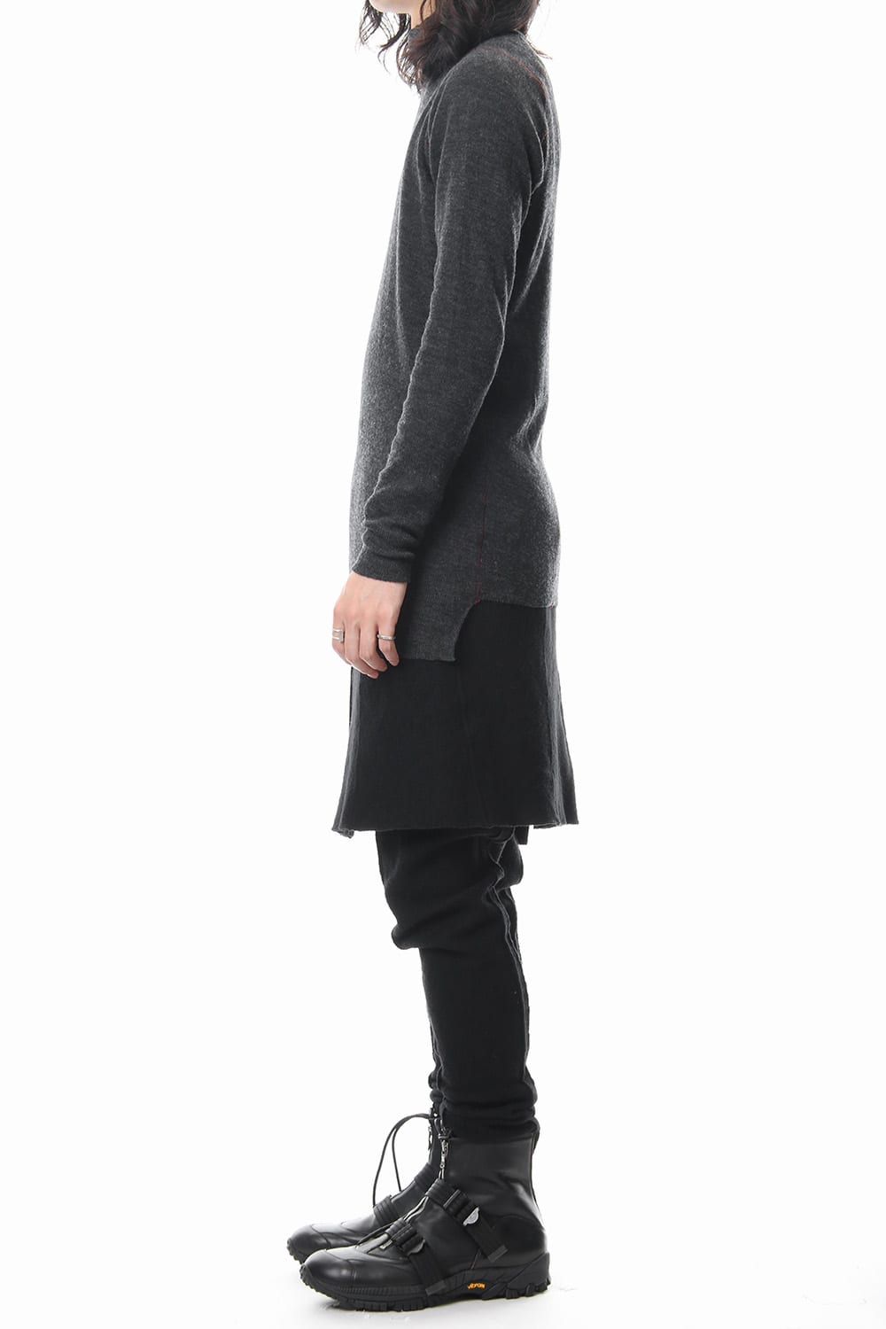 Rib knitting asymmetry turtleneck