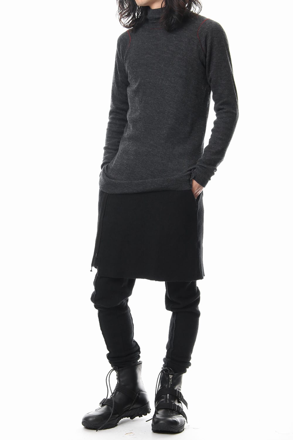 Rib knitting asymmetry turtleneck