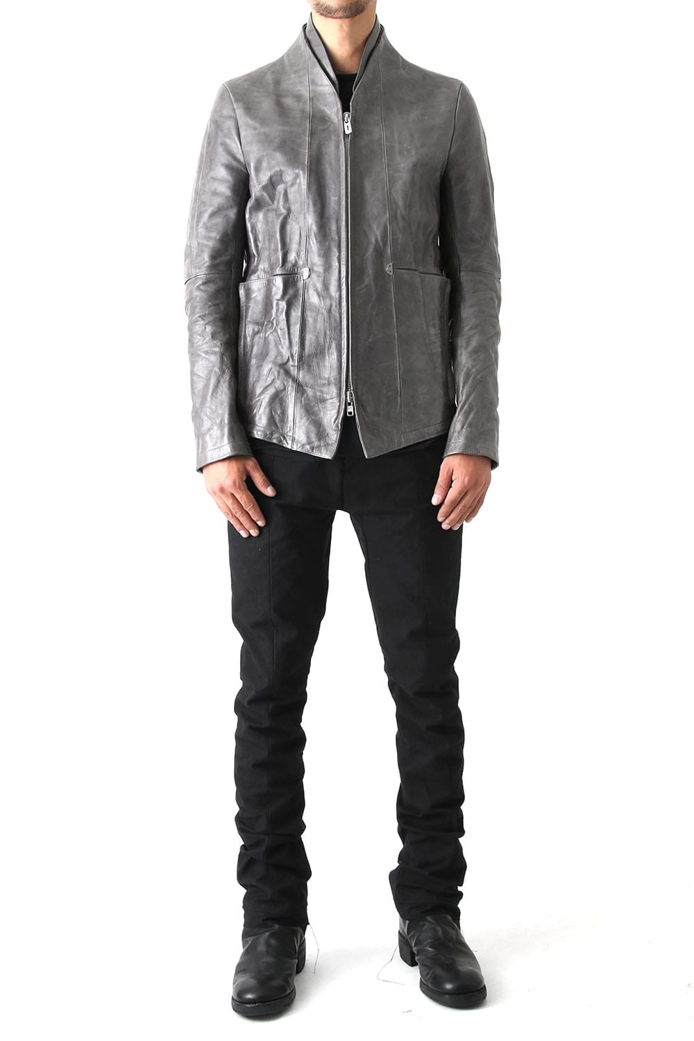 Layered Neck Leather Jacket