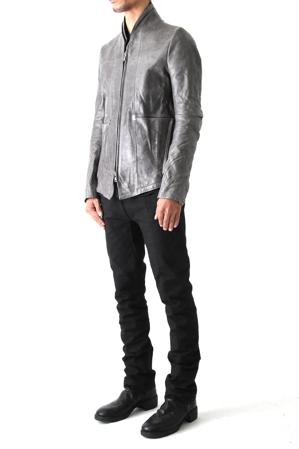 Layered Neck Leather Jacket