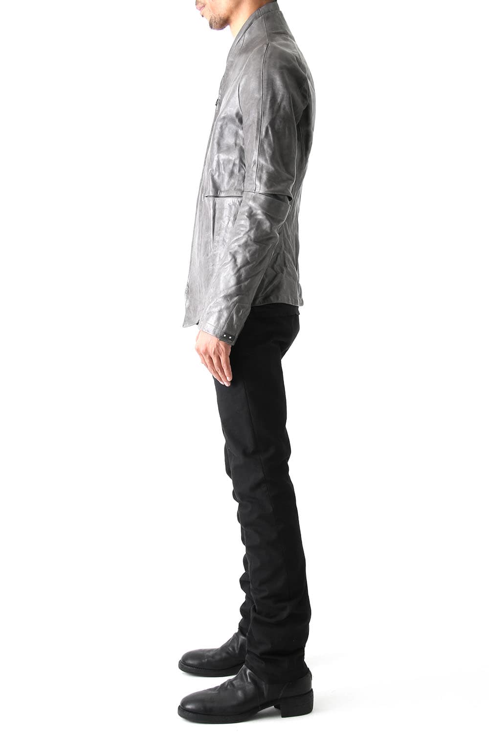 Layered Neck Leather Jacket