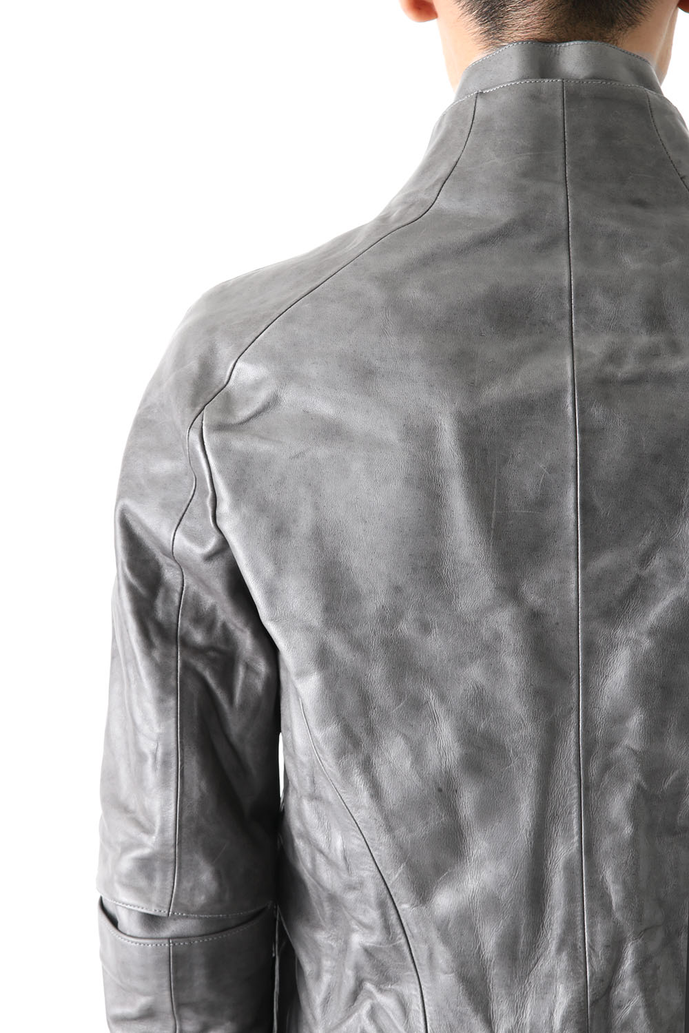 Layered Neck Leather Jacket