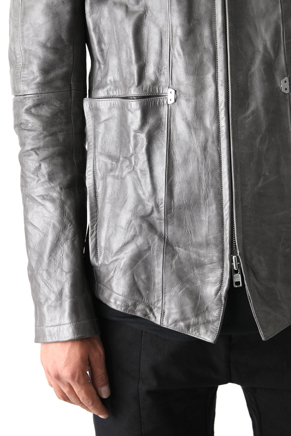 Layered Neck Leather Jacket