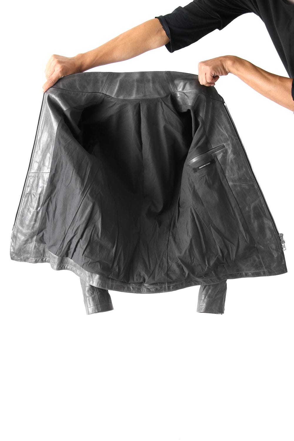 Layered Neck Leather Jacket