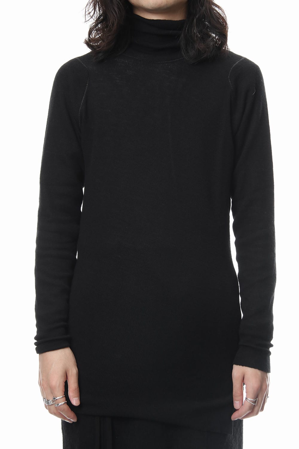 Rib knitting asymmetry turtleneck