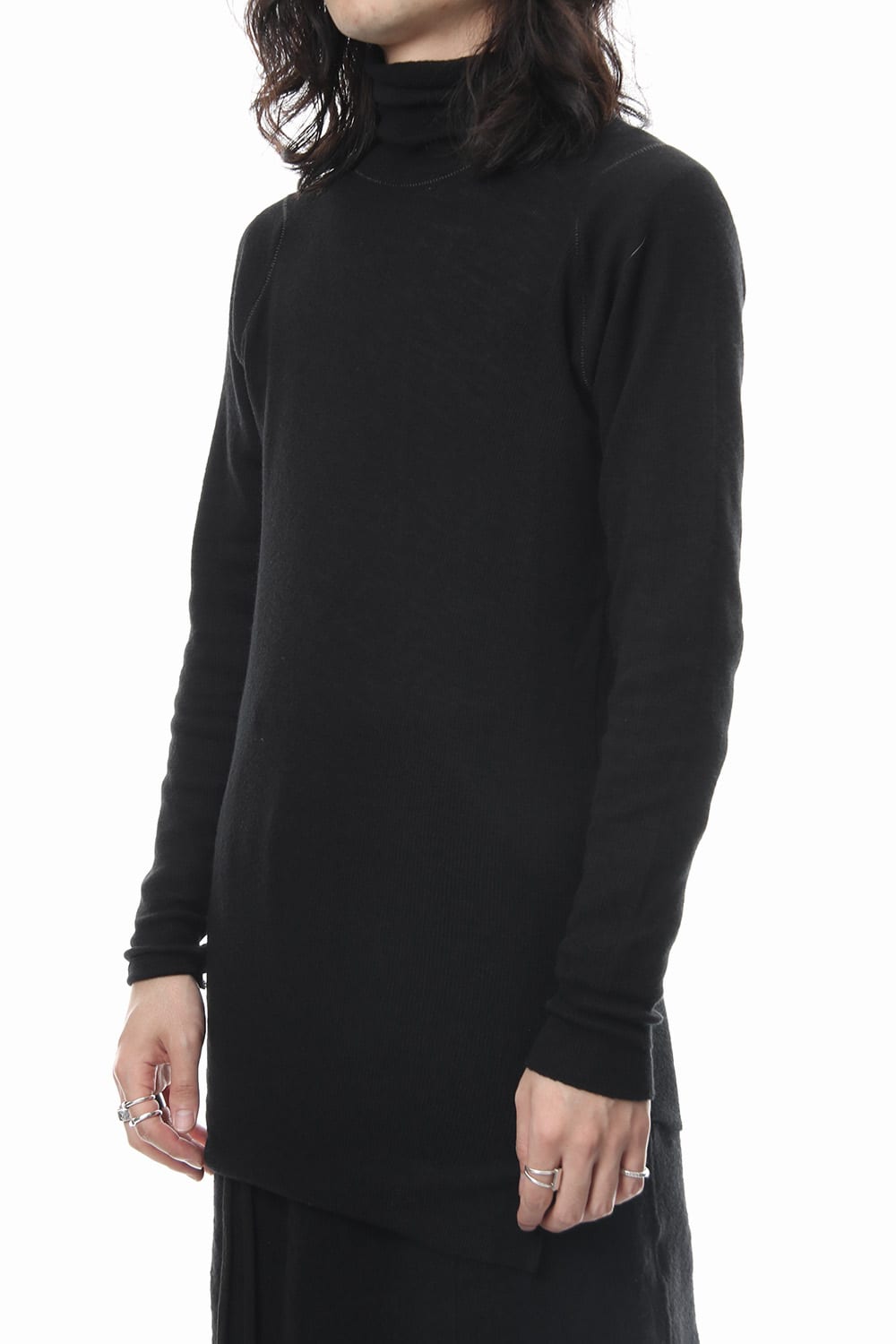 Rib knitting asymmetry turtleneck
