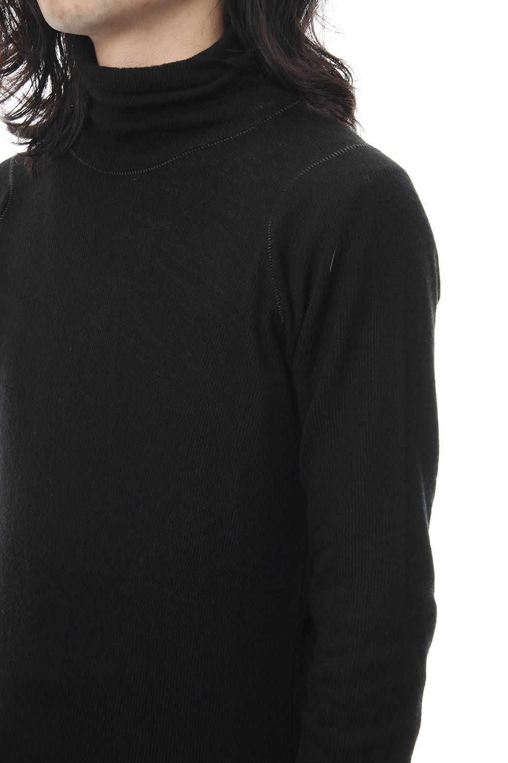 Rib knitting asymmetry turtleneck