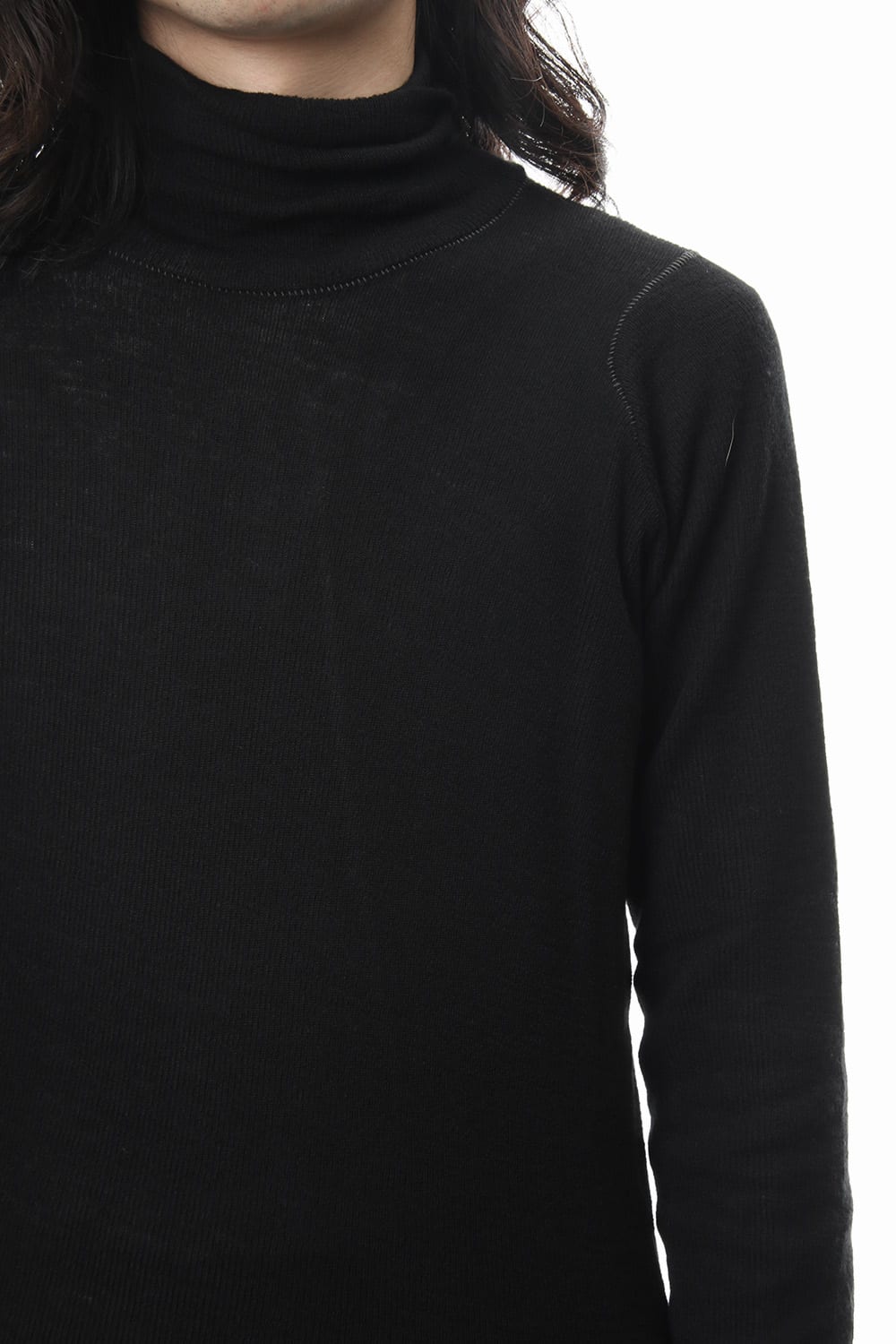 Rib knitting asymmetry turtleneck