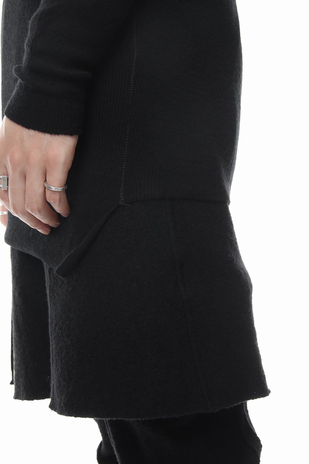 Rib knitting asymmetry turtleneck