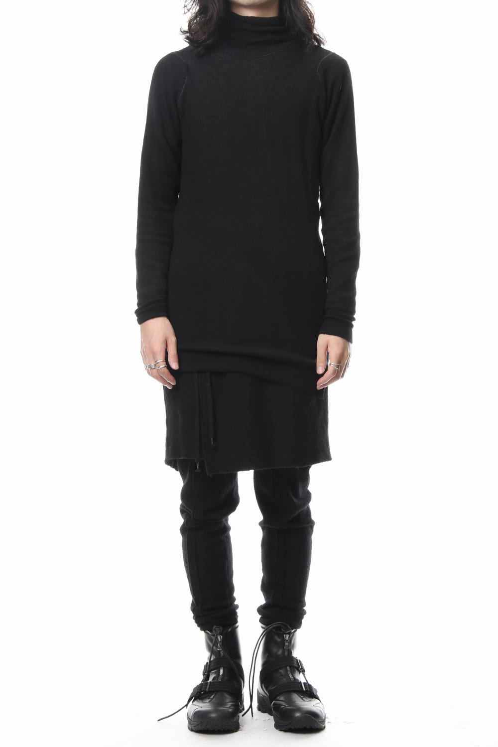 Rib knitting asymmetry turtleneck