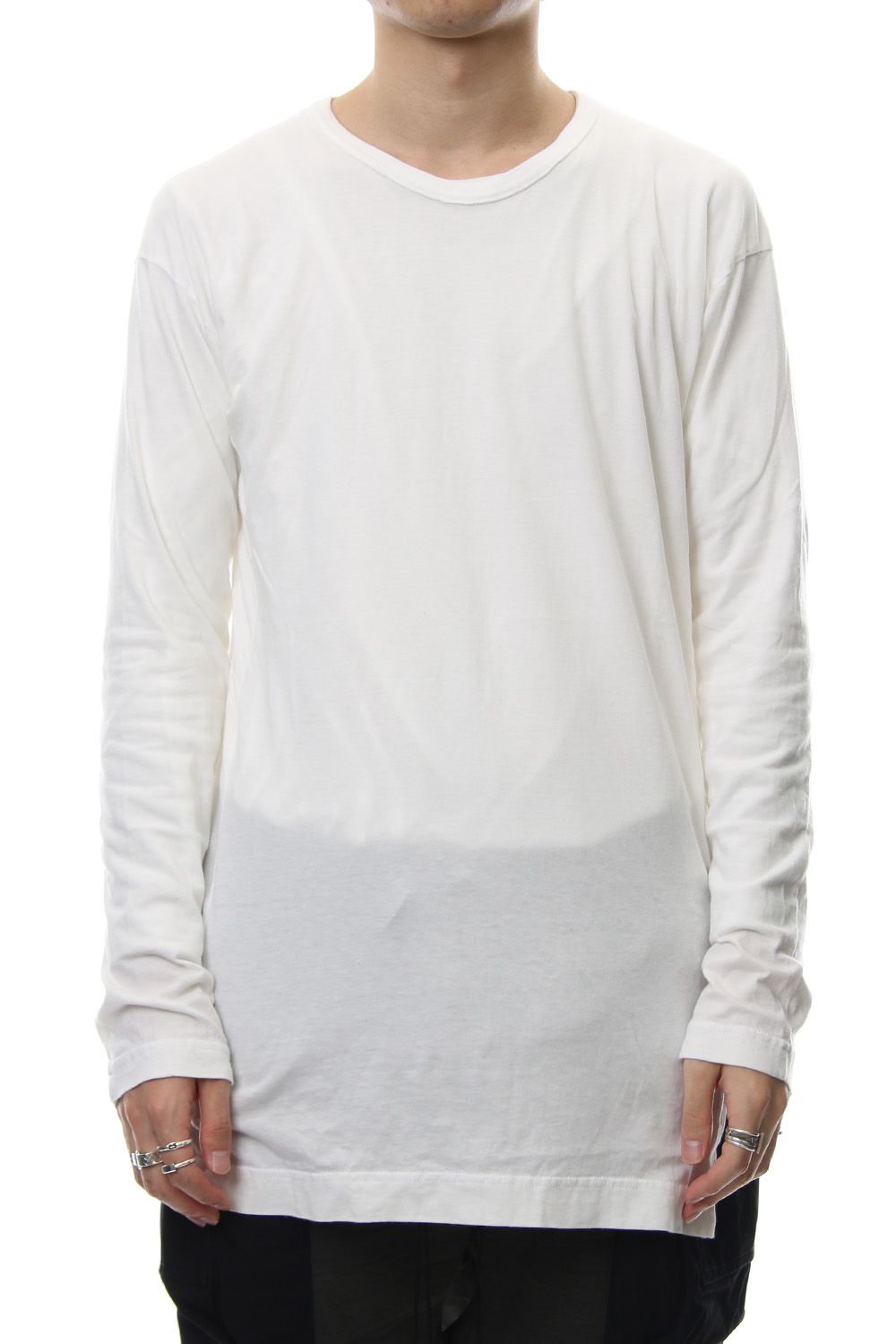 Product Dyeing Back Center Coloring Stitching Long Sleeve T White × Red