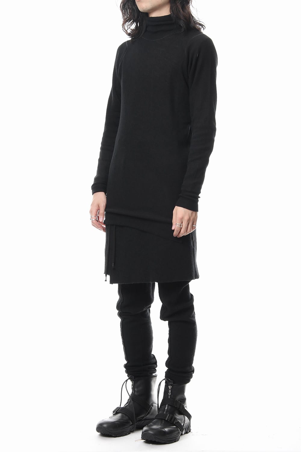 Rib knitting asymmetry turtleneck