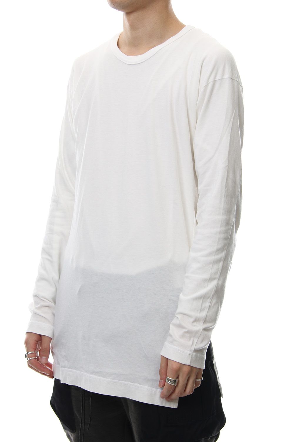 Product Dyeing Back Center Coloring Stitching Long Sleeve T White × Red