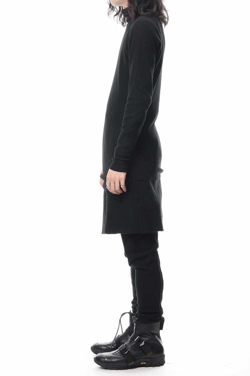 Rib knitting asymmetry turtleneck