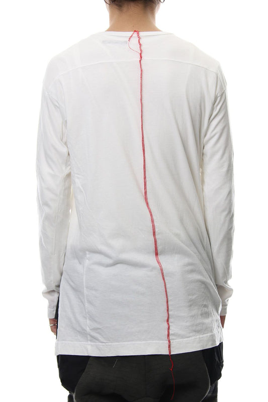 Product Dyeing Back Center Coloring Stitching Long Sleeve T White × Red