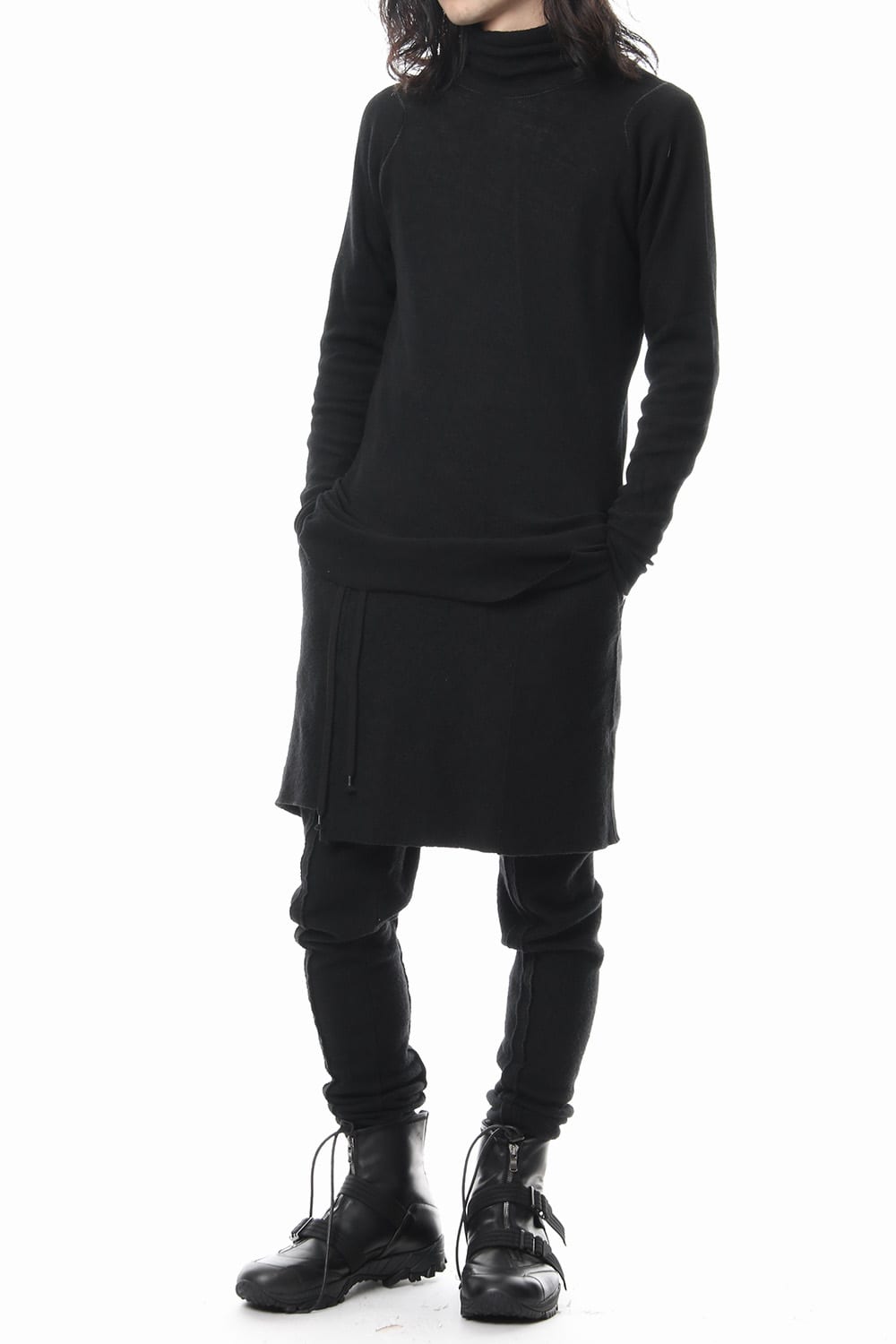 Rib knitting asymmetry turtleneck