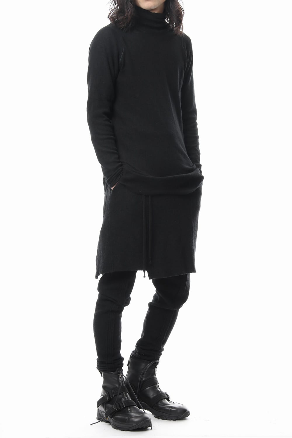 Rib knitting asymmetry turtleneck