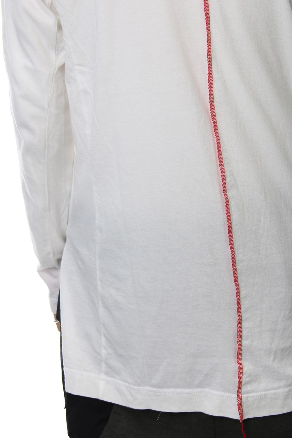 Product Dyeing Back Center Coloring Stitching Long Sleeve T White × Red