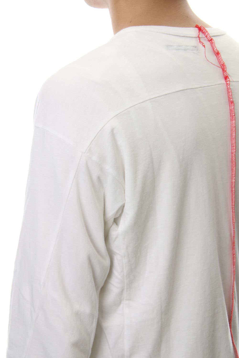 Product Dyeing Back Center Coloring Stitching Long Sleeve T White × Red