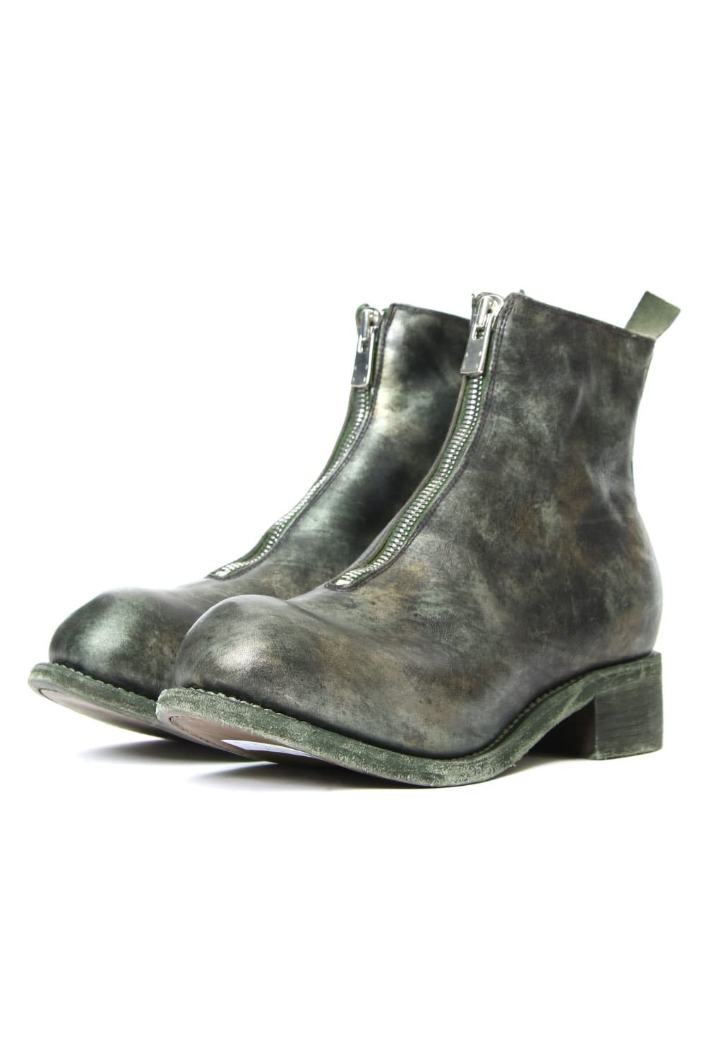 LIMITED Front Zip Boots Double Sole - Horse Full Grain Leather CAMO