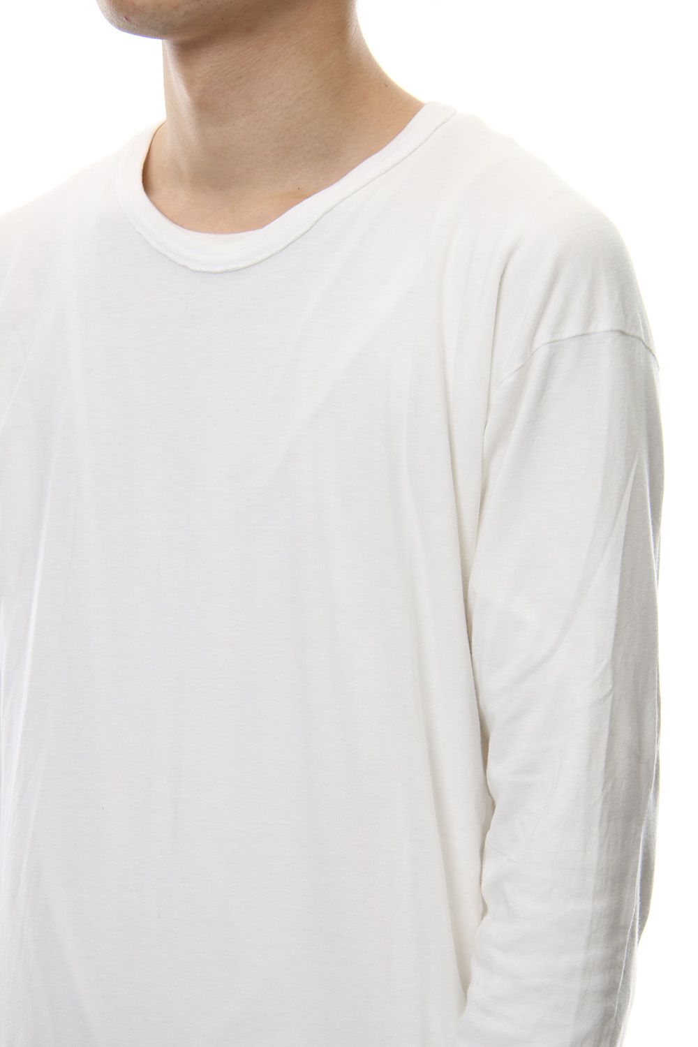 Product Dyeing Back Center Coloring Stitching Long Sleeve T White × Red