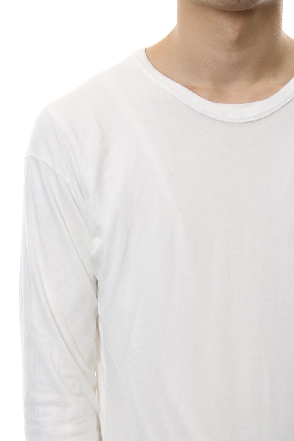 Product Dyeing Back Center Coloring Stitching Long Sleeve T White × Red