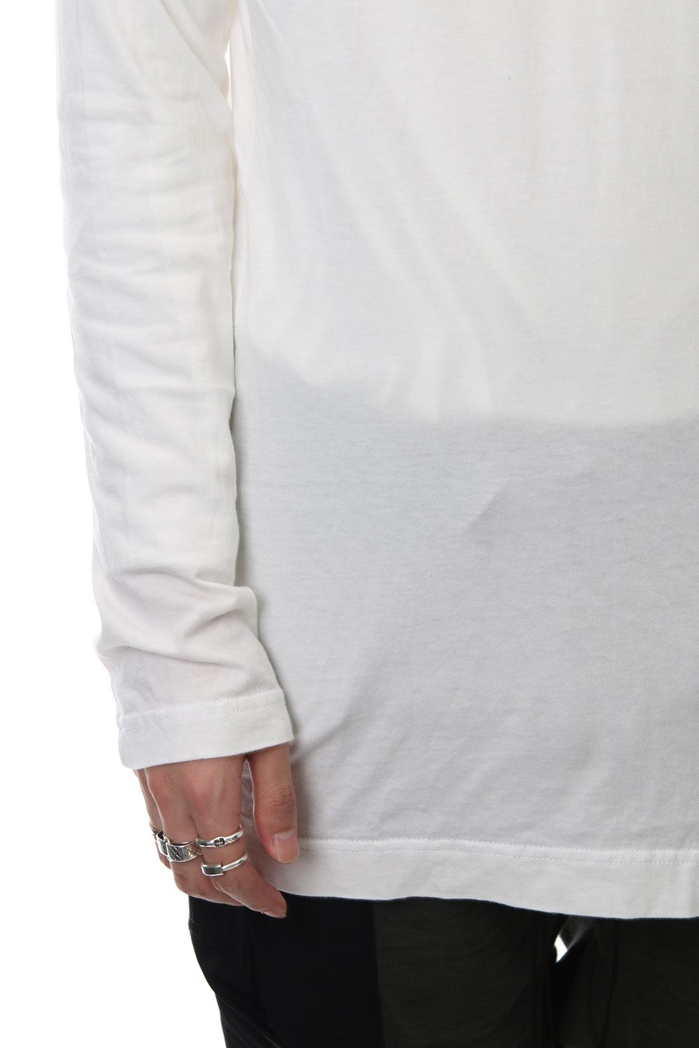 Product Dyeing Back Center Coloring Stitching Long Sleeve T White × Red