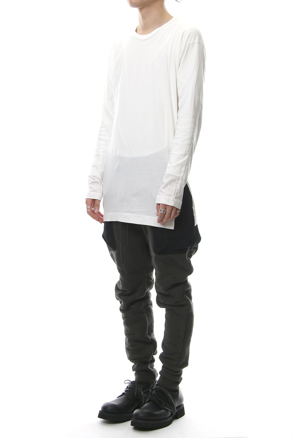 Product Dyeing Back Center Coloring Stitching Long Sleeve T White × Red