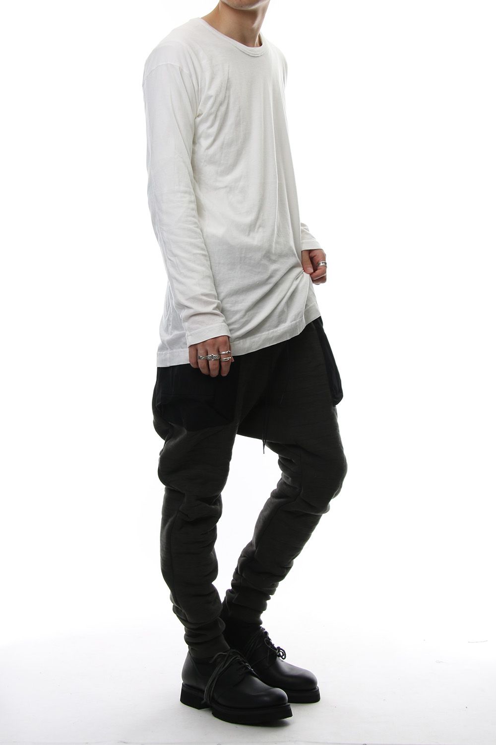 Product Dyeing Back Center Coloring Stitching Long Sleeve T White × Red