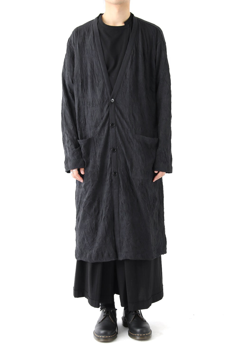 Long Cardigan C/E Washer Plain Stitch Fabric