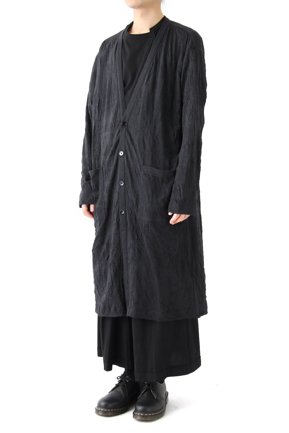 Long Cardigan C/E Washer Plain Stitch Fabric