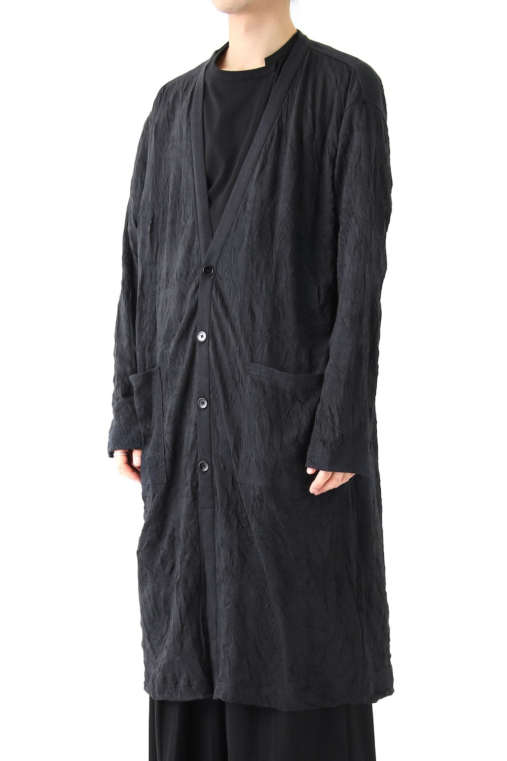 Long Cardigan C/E Washer Plain Stitch Fabric