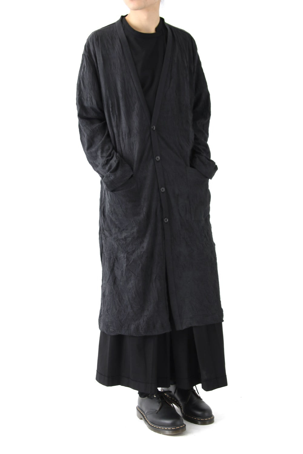 Long Cardigan C/E Washer Plain Stitch Fabric