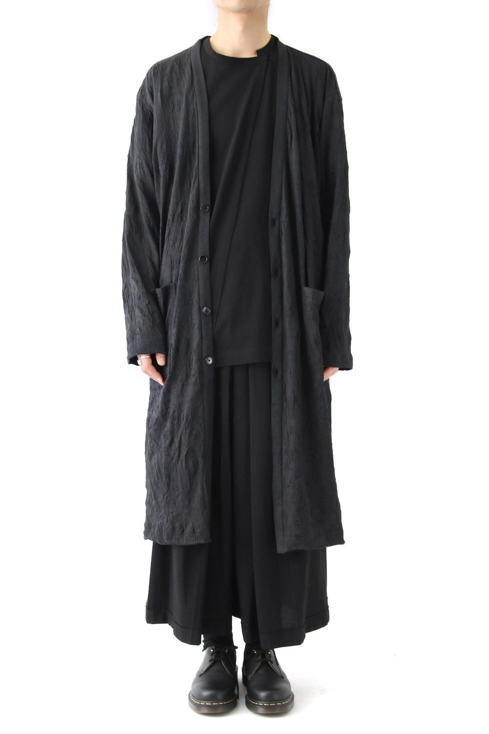 Long Cardigan C/E Washer Plain Stitch Fabric