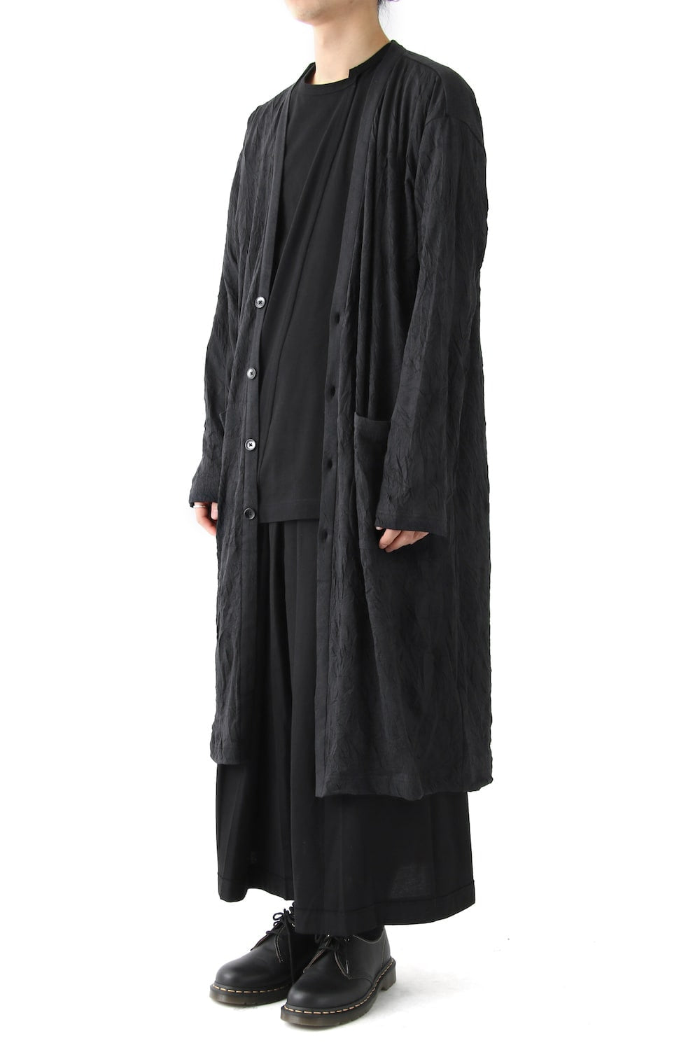 Long Cardigan C/E Washer Plain Stitch Fabric