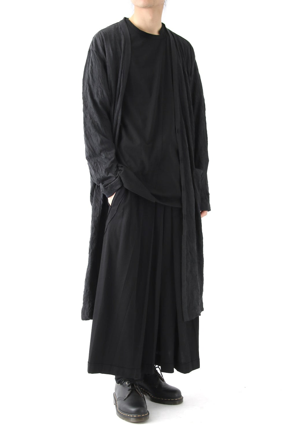 Long Cardigan C/E Washer Plain Stitch Fabric