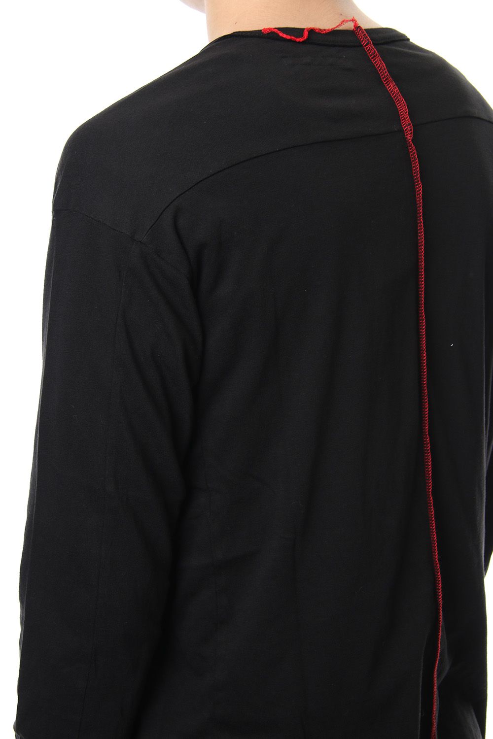 Product dyeing back center coloring stitching long sleeve T Black × Red