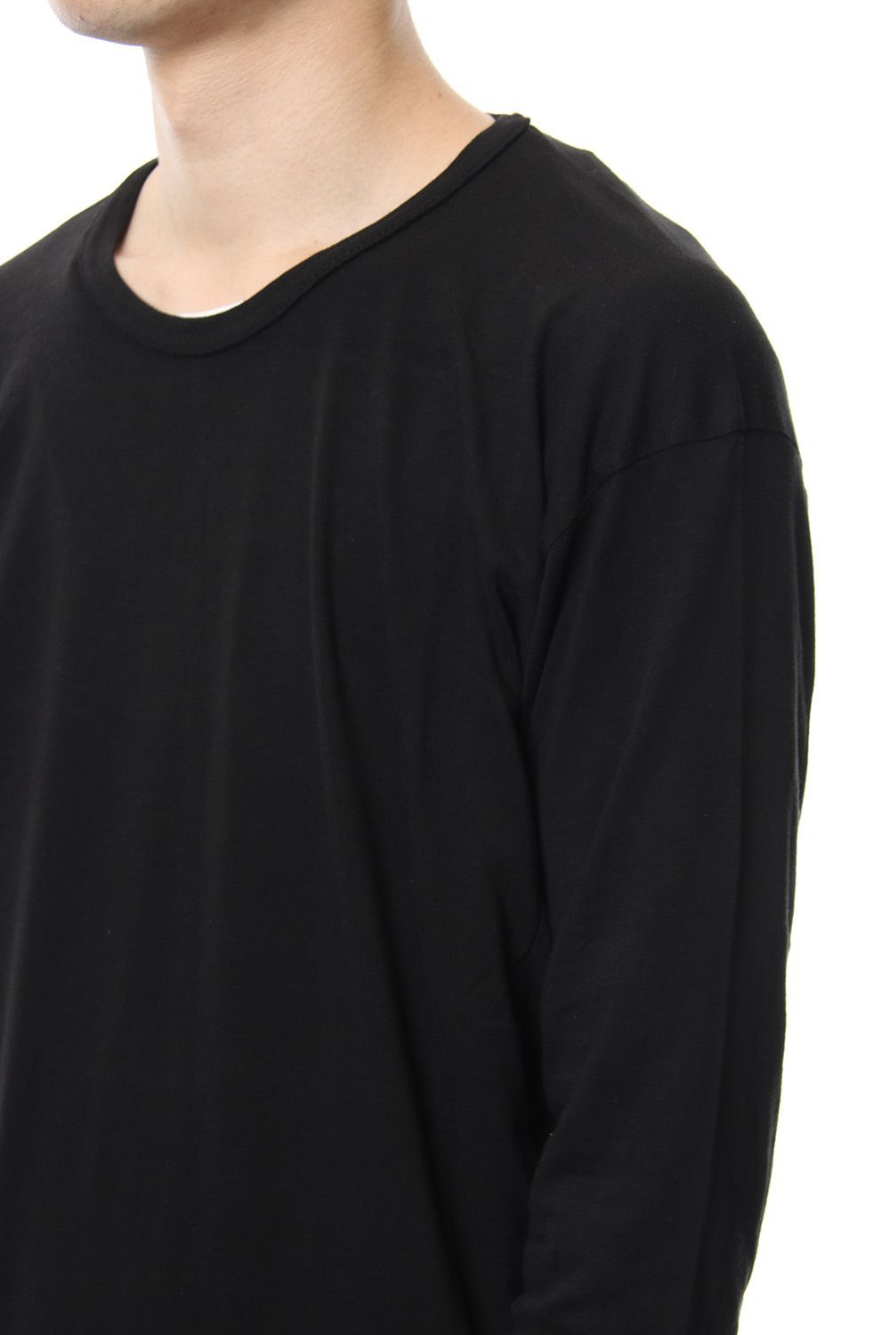 Product dyeing back center coloring stitching long sleeve T Black × Red