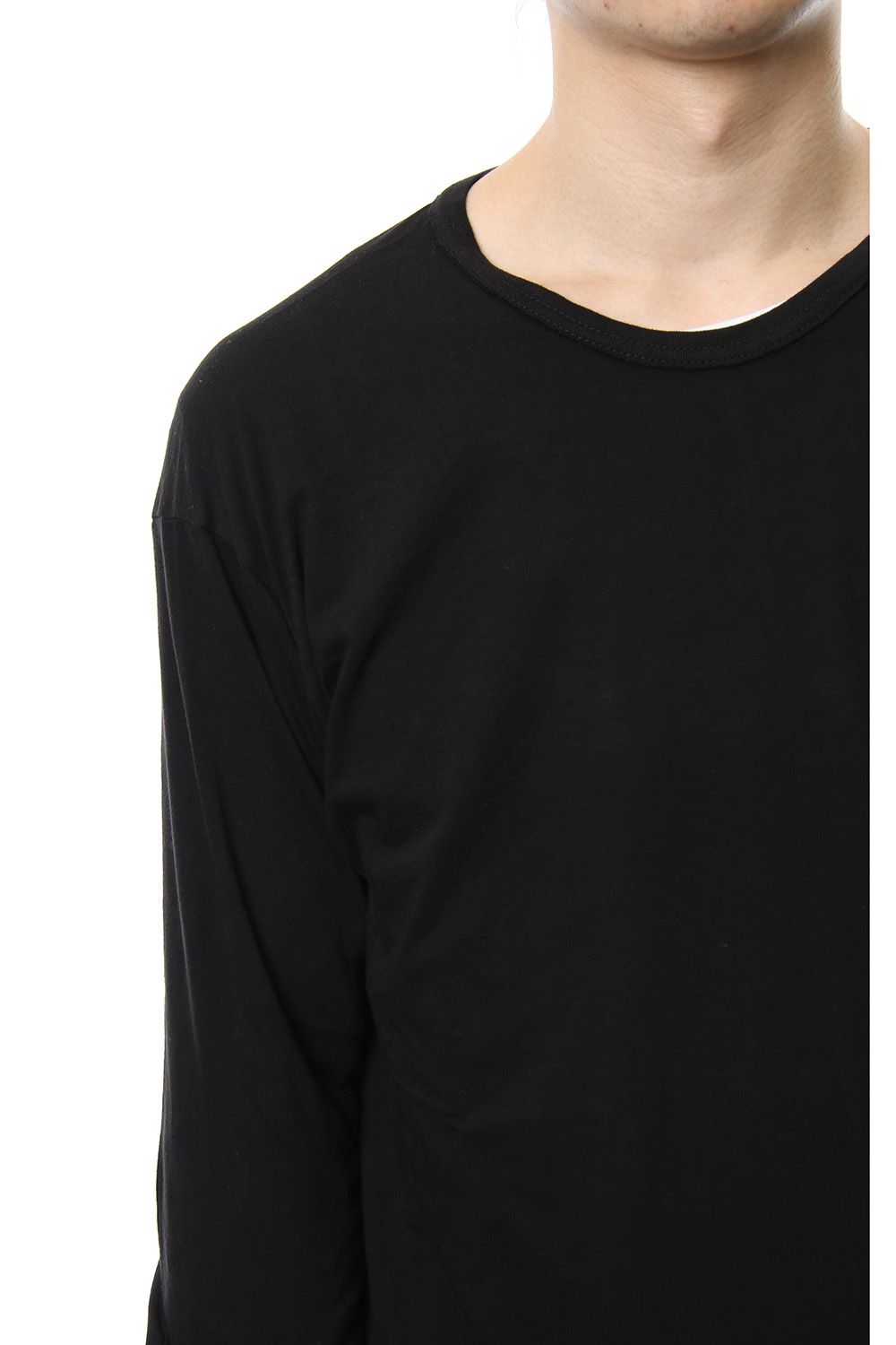 Product dyeing back center coloring stitching long sleeve T Black × Red