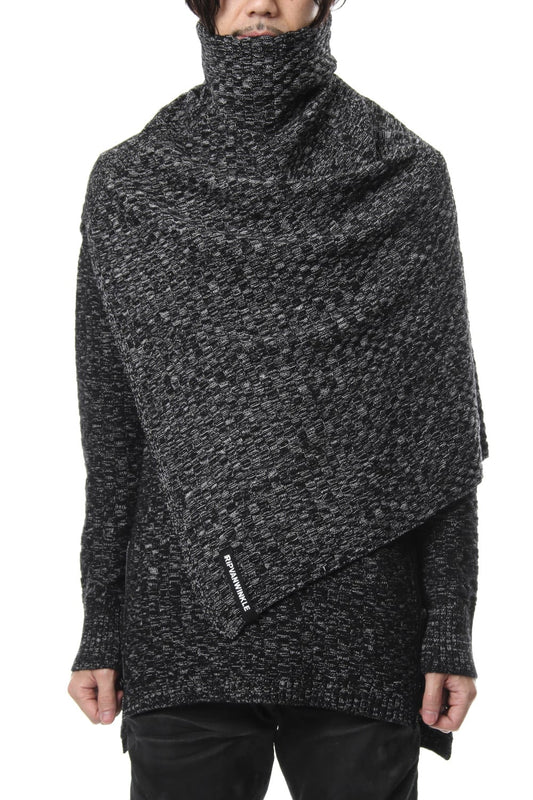 7GG Wool Cotton Snood Poncho RB-055 T.Black