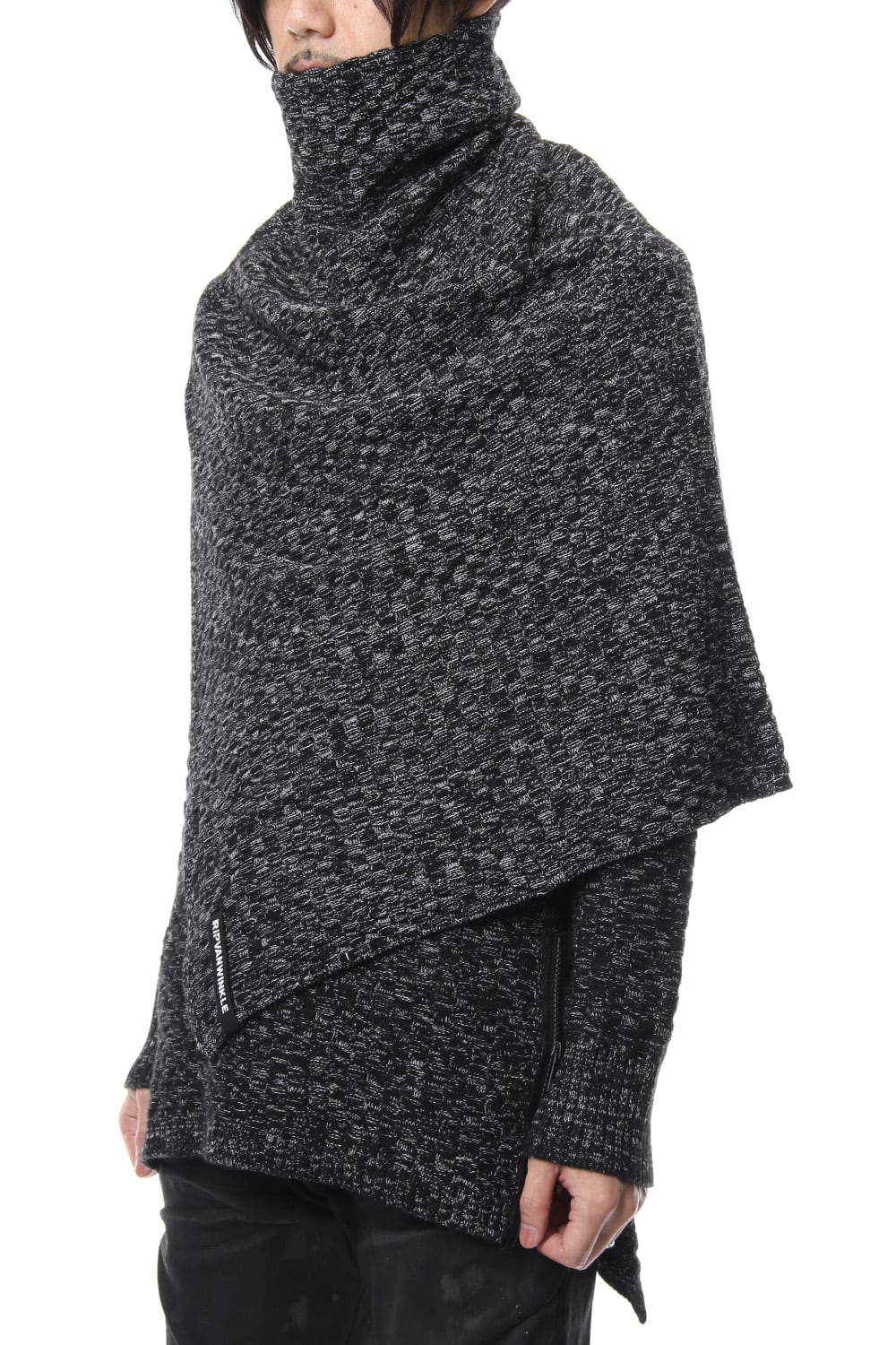 7GG Wool Cotton Snood Poncho RB-055 T.Black