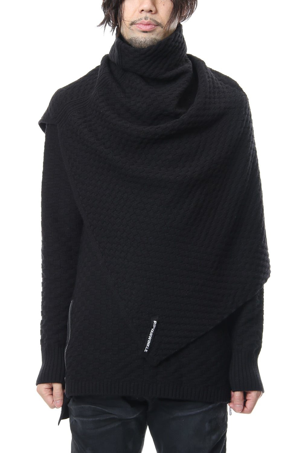 7GG Wool Cotton Snood Poncho RB-055 Black