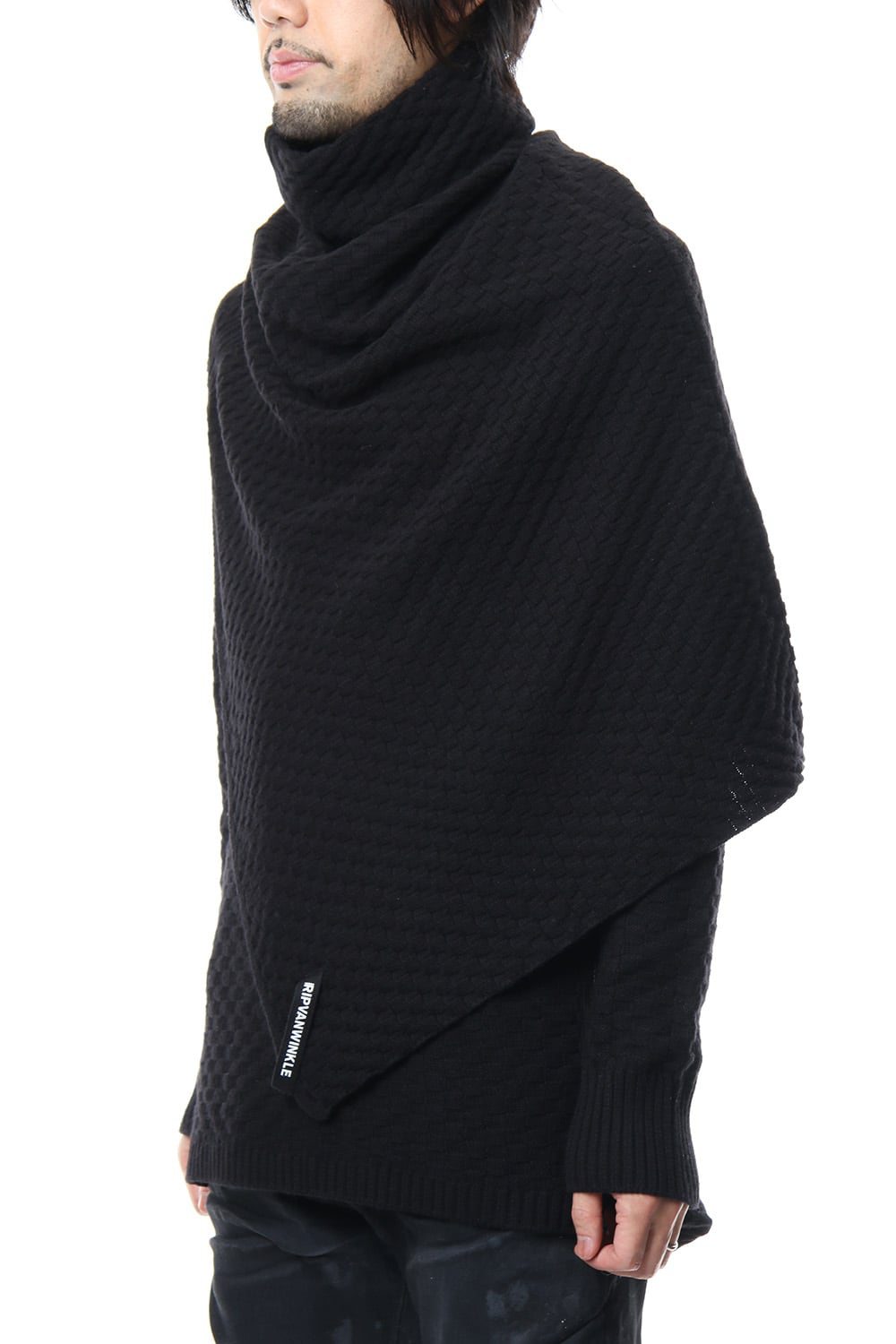 7GG Wool Cotton Snood Poncho RB-055 Black