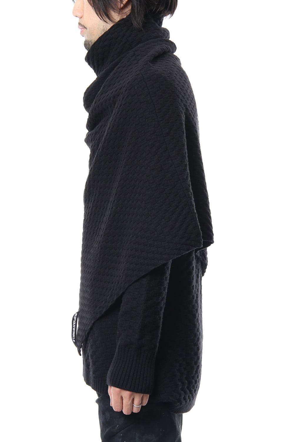 7GG Wool Cotton Snood Poncho RB-055 Black