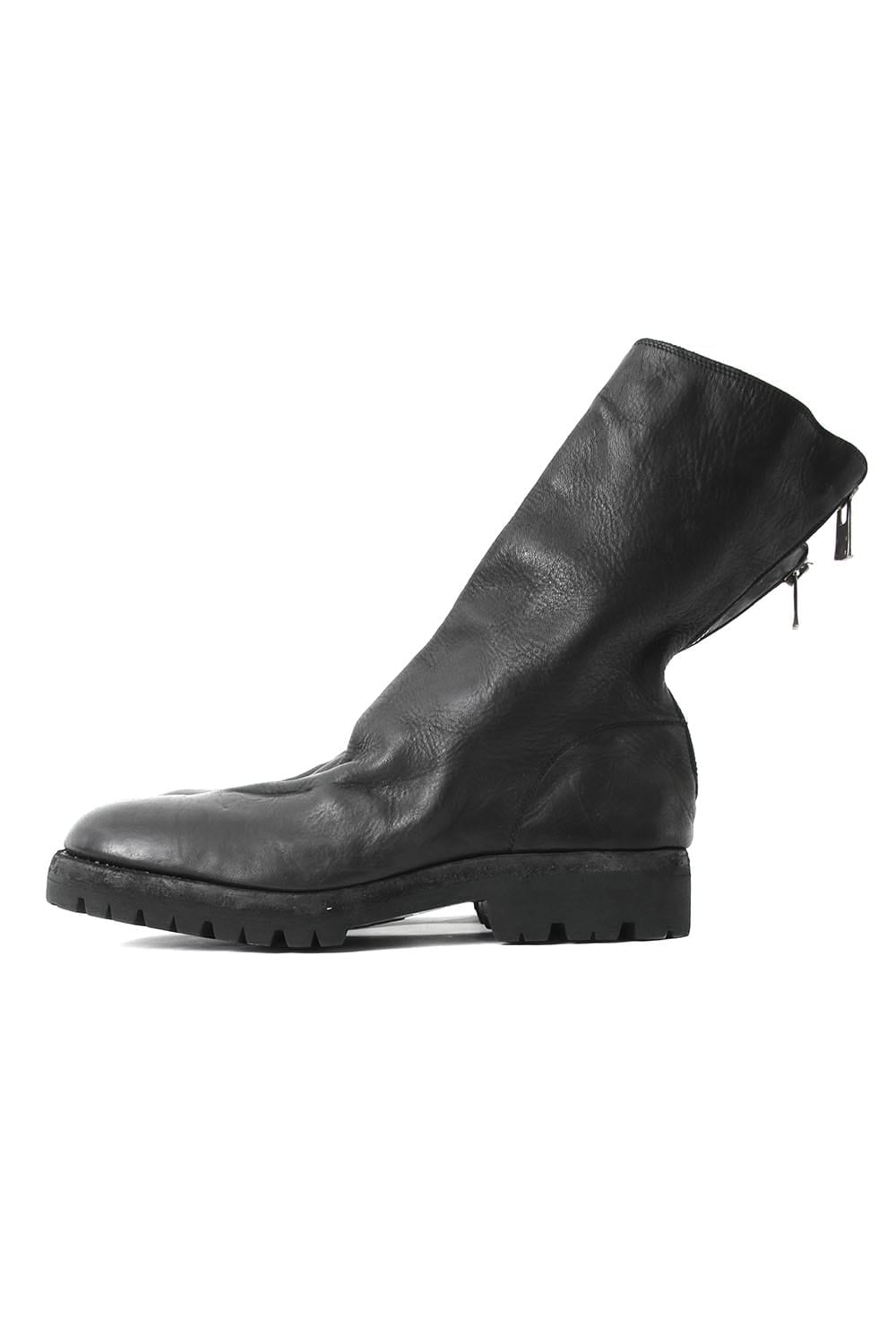 Back Zip Boots Sole Rubber - Horse Full Grain Leather